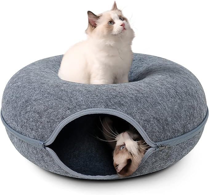 Cama tipo túnel para gatos